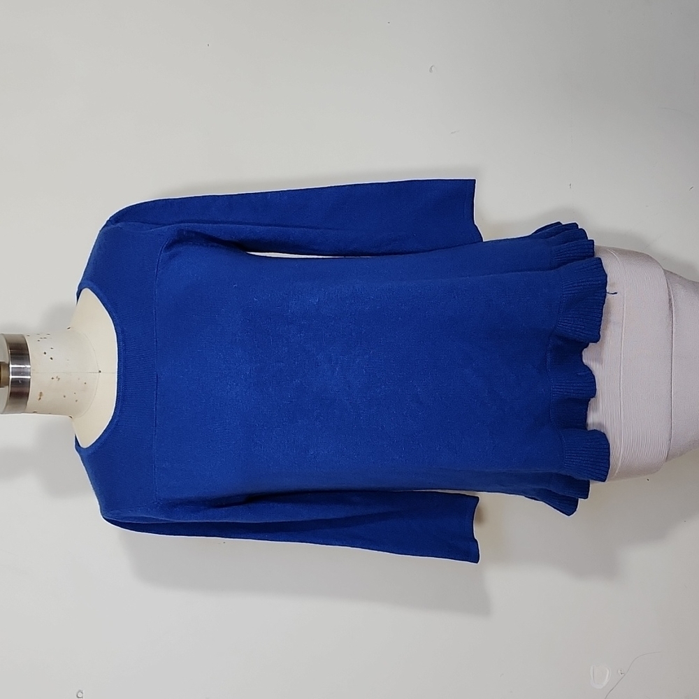 Acrobat Silk Cashmere Open Back 3/4 Sleeves Blue Top Size M